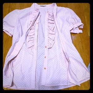 Forever 21 Pink Polka Dot Blouse L